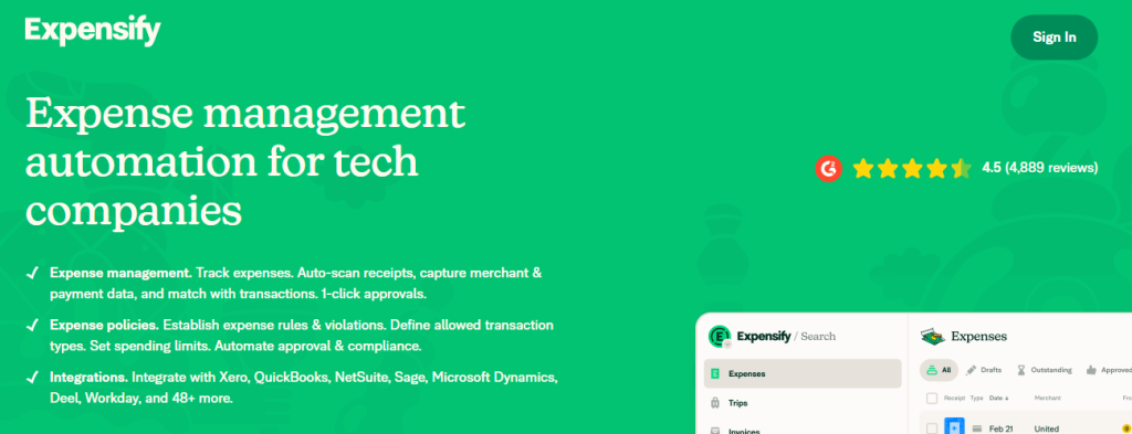 expensify free startup deal