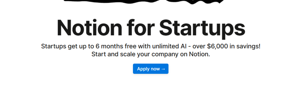 notion free startup deal